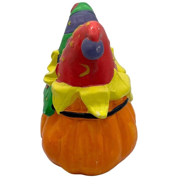 Ceramic Halloween Mardi Gras Jester Pumpkin Jack-O-Lantern Tea Light Holder - Picture 2 of 7